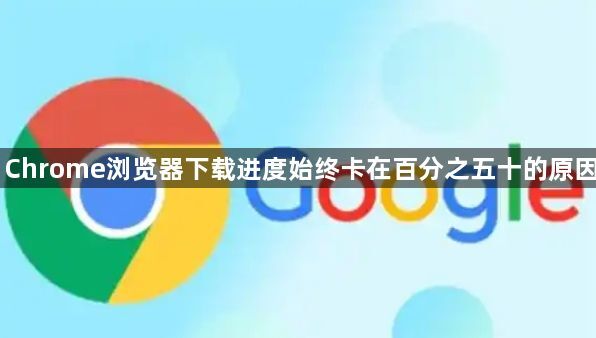Chrome浏览器下载进度始终卡在百分之五十的原因1