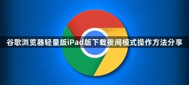 谷歌浏览器轻量版iPad版下载夜间模式操作方法分享1